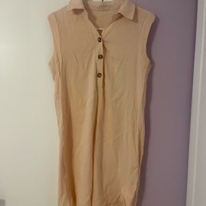 Long pink sleeveless blouse for women